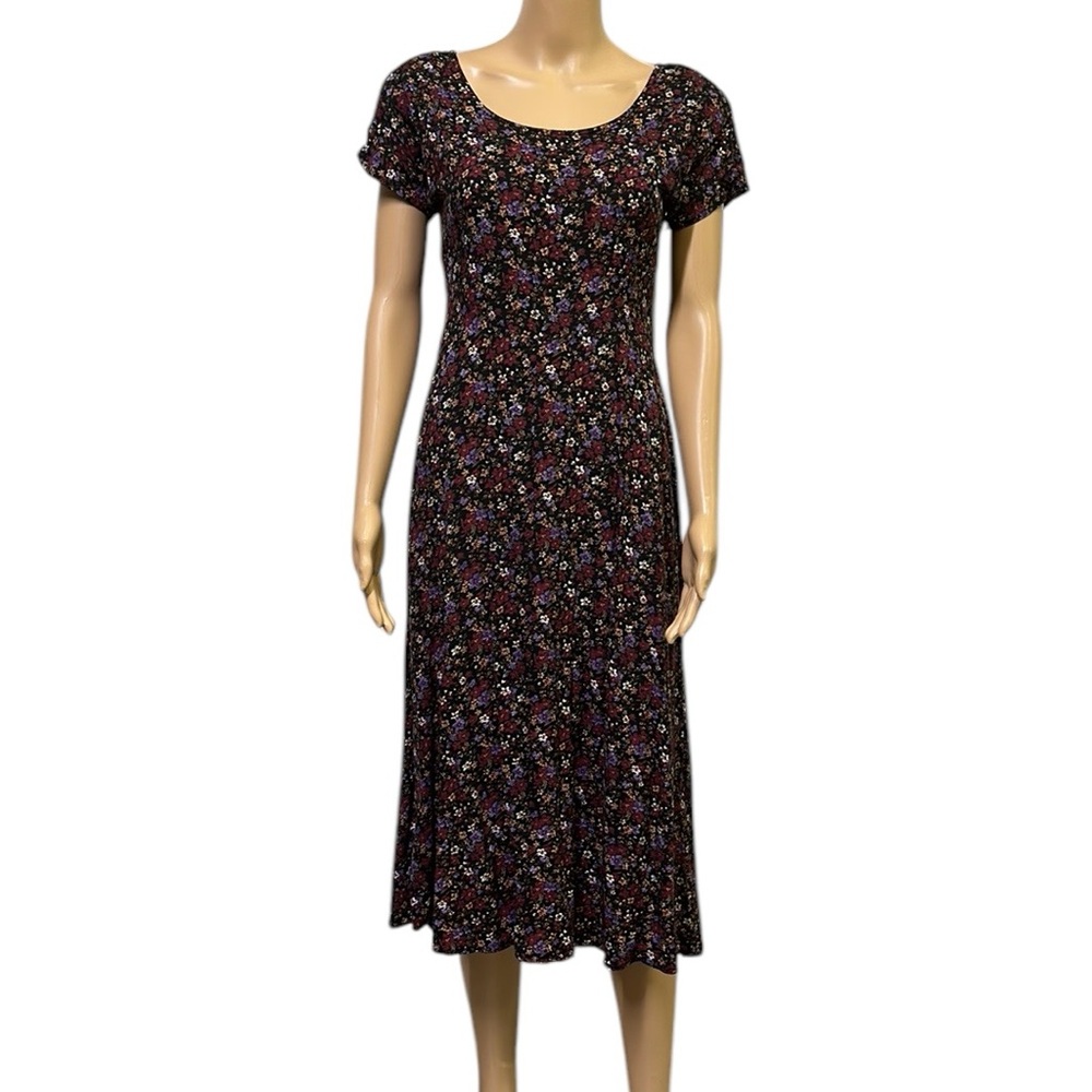 Vintage A Chorus Line Floral Short Sleeve Prairie Midi Dress Cottage Cor…